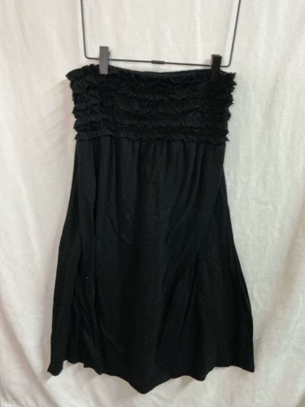 Xhilaration Black Strapless Ruffle Smocked Dress Size M
